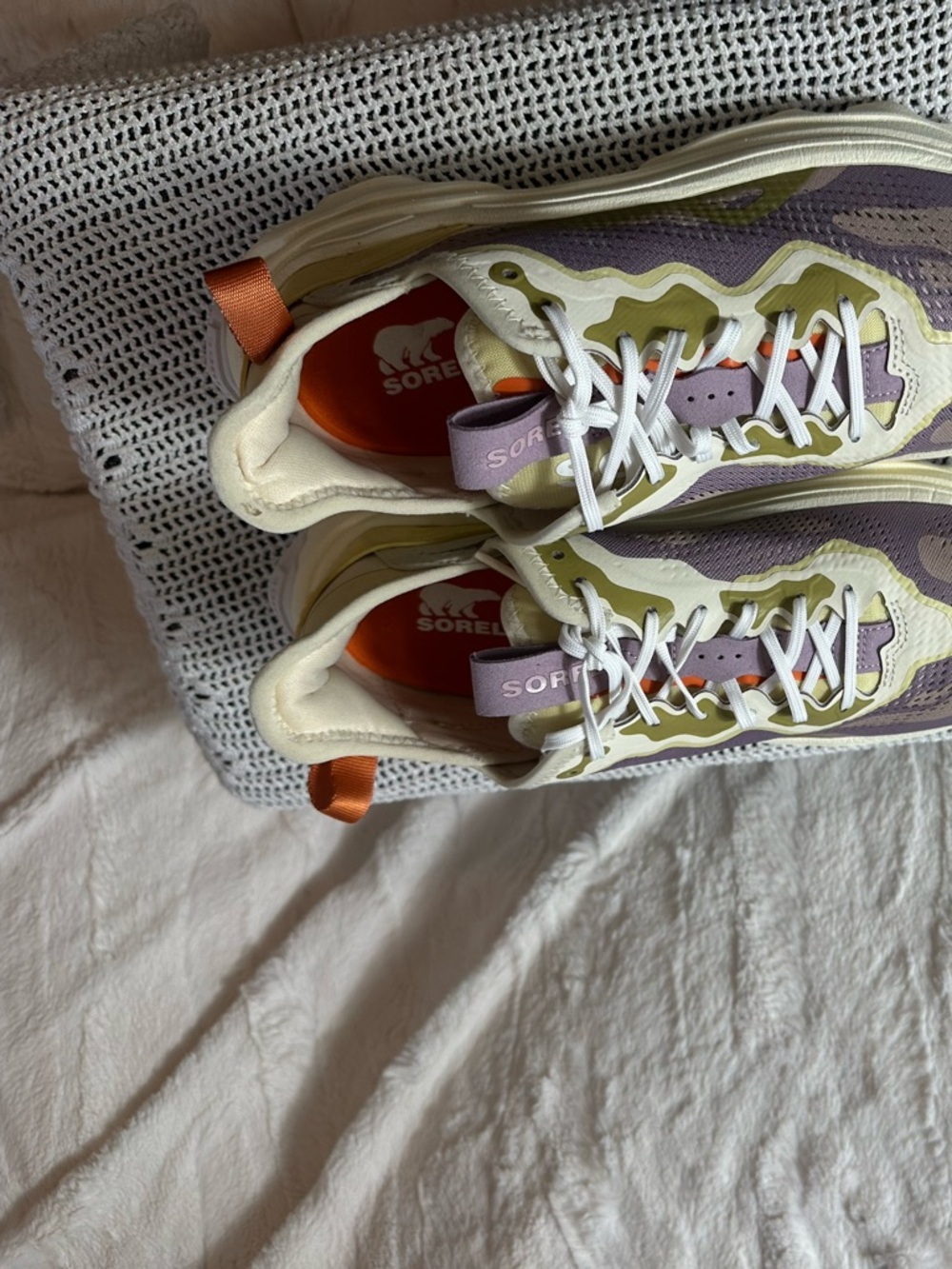 Sorel athletic sneakers purple cream‎ olive white lace up colorblock mesh W 10.5